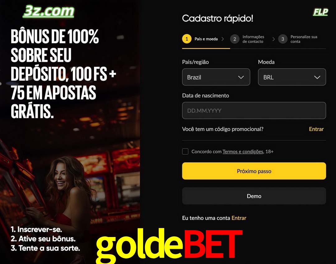 goldebet registro oficial cassino online Brasil com bônus de depósito e free spins